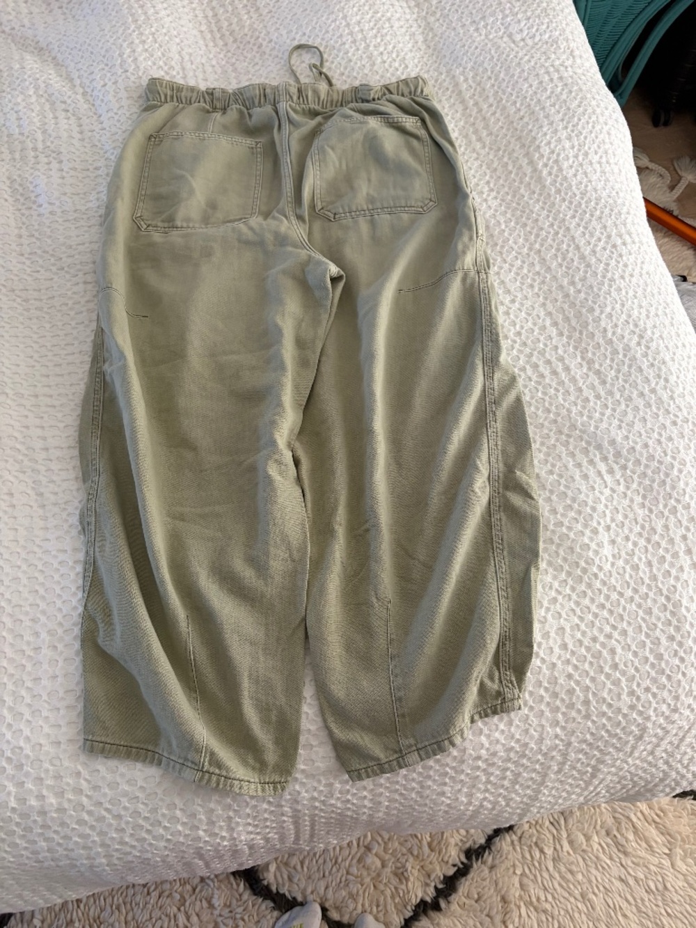 Free People Barrel Pants Size M Green Pull-On Utility